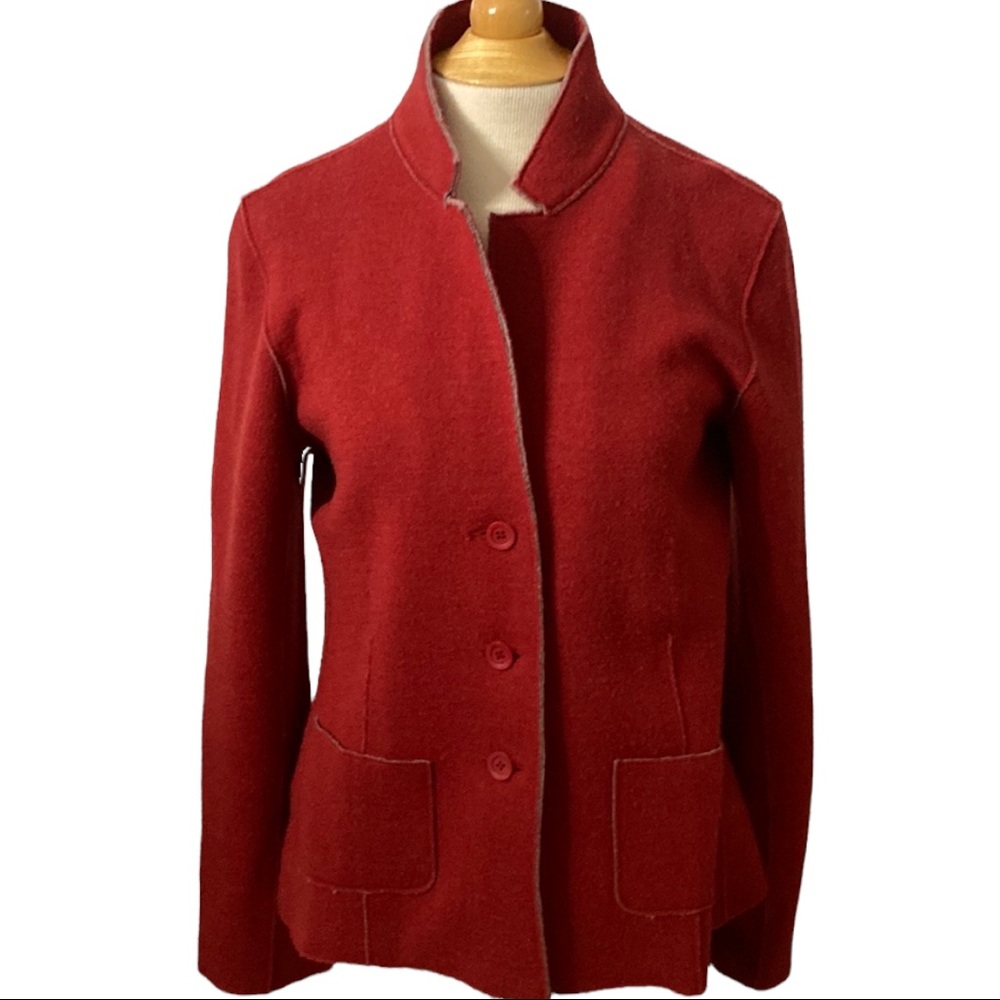 Eileen Fisher Red Wool Blazer Small